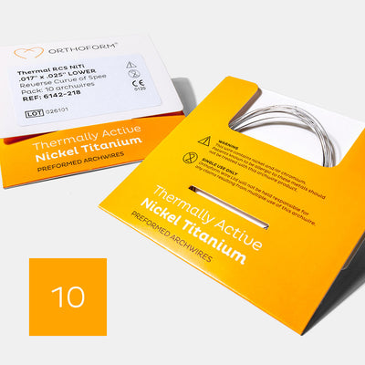 reverse-curve thermal NiTi archwires, rectangular pack 10